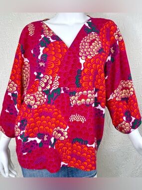 Sou Sou Kyoto Japan Ise Cotton Isemomen Kimono Sleeve Top Kenran Fuchsia Pink